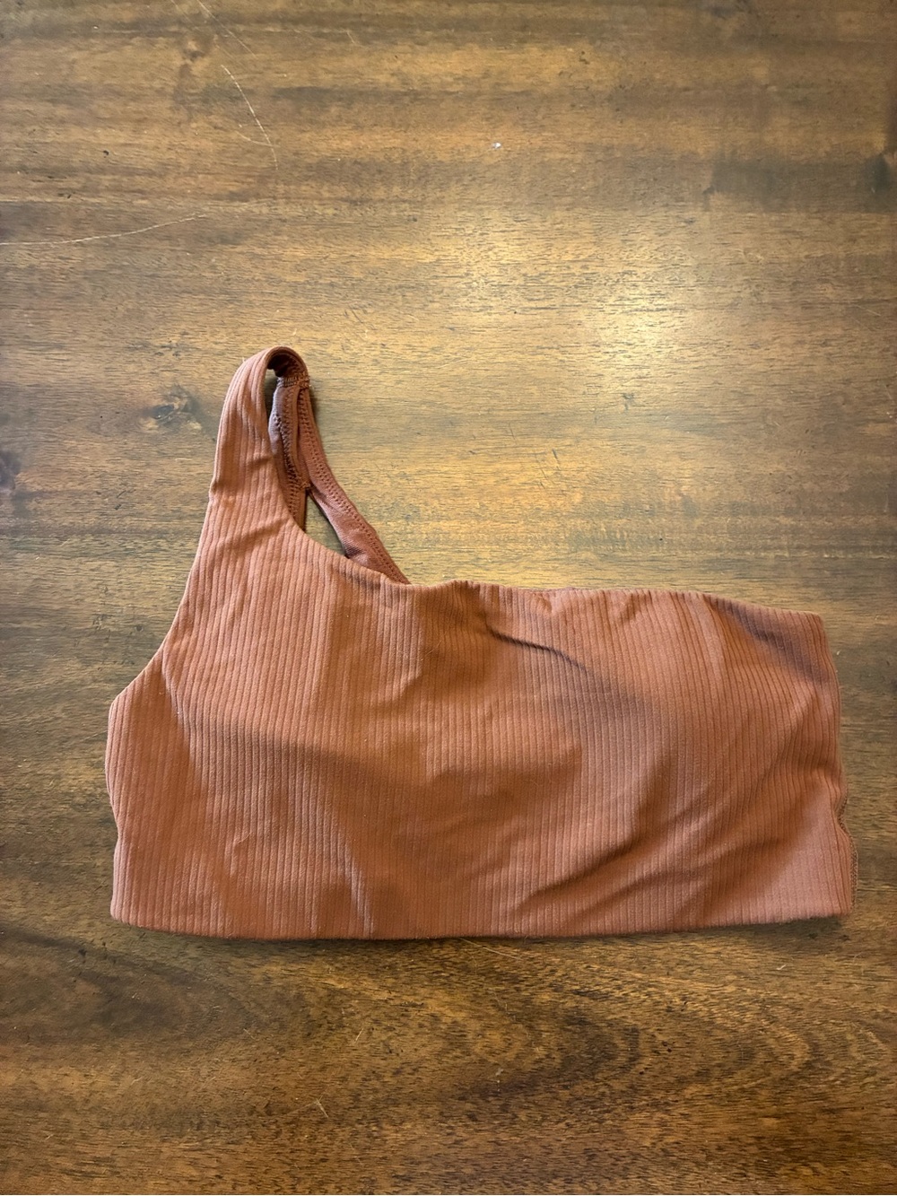 Lululemon Ribbed Nulu Asymmetrical Yoga Bra 8 Roasted Brown A/B Cup One shoulder